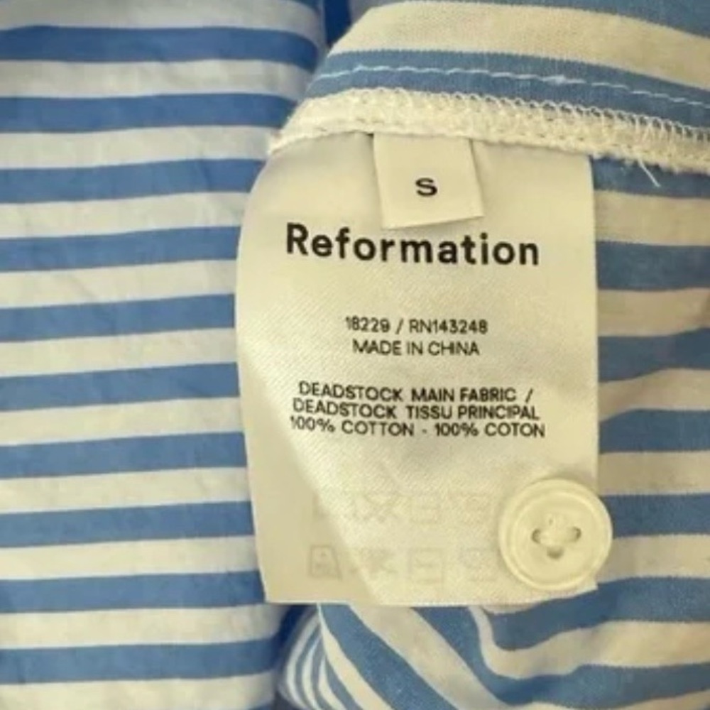 Reformation Blue Striped Button Down Shirt - Picture 12 of 12